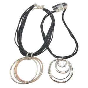 New modernist style geometric hammered circles statement look necklaces bundle.